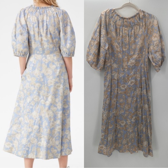 Rebecca Taylor Satin Leaf Fleur Midi Dress Size 12 - Picture 5 of 5